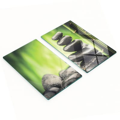 Multifunctionele decoratieve glazen keukenplanken met Zen-stenen, 2x30x52 cm