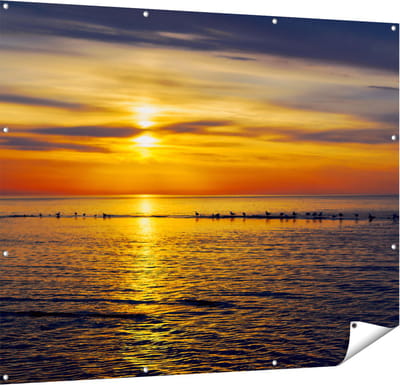 Gards Tuinposter Zonsondergang in de Zee - 150x120 cm - Tuindoek - Tuindecoratie - Wanddecoratie buiten - Tuinschilderij