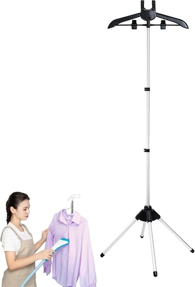 Kledinghanger Stoomrek - Strijkplank Accessoire - Kleding Ontkreuken - In Hoogte Verstelbaar - Tot 155 cm - Zwart