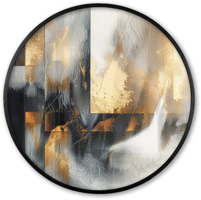 Poster in lijst Rond - Fotolijst 60x60 cm - Posters - Kunst - Goud - Zilver - Abstract - Ronde posterlijst zwart - Decoratie - Wanddecoratie woonkamer - Muurdecoratie slaapkamer