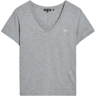 Superdry - Ruimvallend geborduurd T-shirt met V-hals - Dames - T-shirts