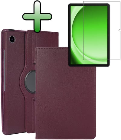 Hoesje Geschikt voor Samsung Galaxy Tab A11 / A9 - Met Screenprotector - 360 Graden Draaibare Hard Cover Case - Tablet Hoes Draaibaar - Paars