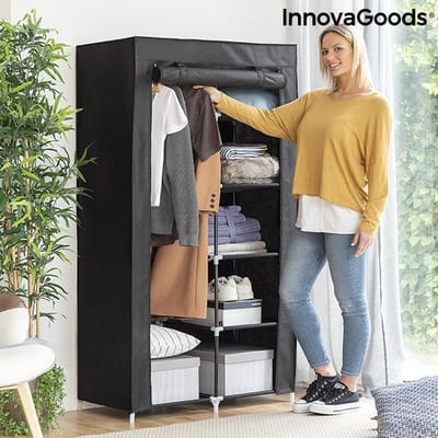 Innovagoods - Hang- en leg kledingkast Armäri - Zwart - 45x87x165cm