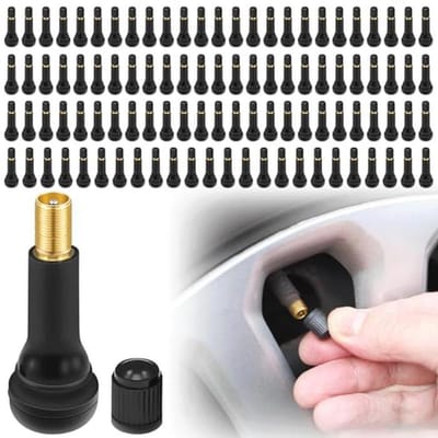 100 Stuks Universele Bandenventielen - Snap-In Rubberen Ventielen voor Auto's en Motorfietsen