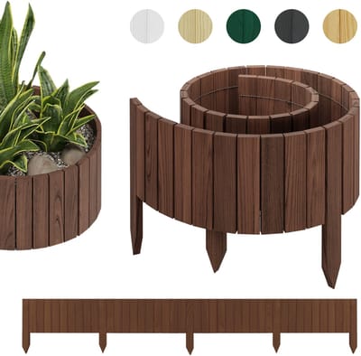 be4nature Flexibele tuinborder 200 x 20 cm Donkerbruin Geïmpregneerde houten rollborder Decoratieve tuinafscheiding op rol