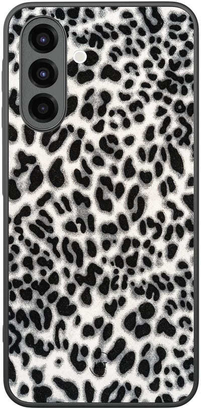 Leuke Telefoonhoesjes - Hoesje geschikt voor Samsung Galaxy A26 - Luipaard grijs - Backcover zwart - Luipaardprint - Grijs