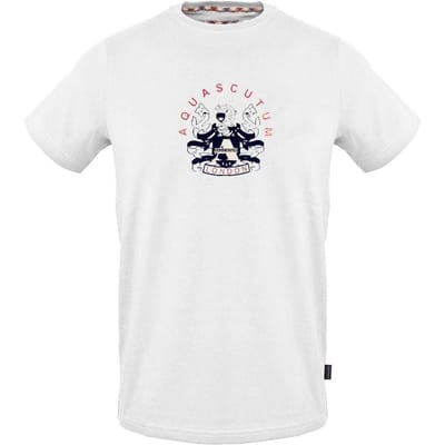 Aquascutum Heren-T-shirt van katoen met Crest-logo (Wit)