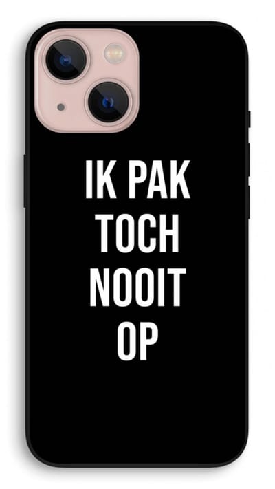 Case Company® - Hoesje geschikt voor iPhone 13 mini hoesje - Ik pak nooit op - Zwart - Biologisch Afbreekbaar Telefoonhoesje - Bescherming alle Kanten en Schermrand