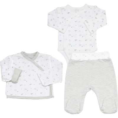 3-delige set baby body, broek en jas Trois Kilos Sept
