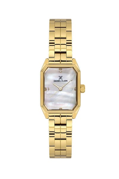 Daniel Klein DK.1.14157-2 - Horloge - Polshorloge - Analoog - Dames - Vrouwen - Achthoek - Stalen band - Metaal - Briljant - Goudkleurig - Wit - Zwart