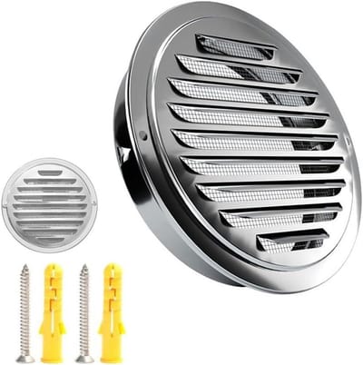 Ventilatierooster Kap - Rond Rooster - Luchtstroom Verbeteren - Verstevigd Gaas - 80 mm - Zilver