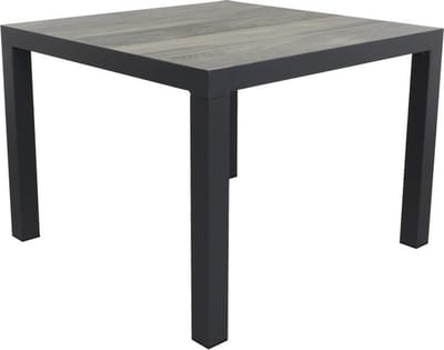 Kings tuintafel 100x100 cm. - Antraciet/Houtlook