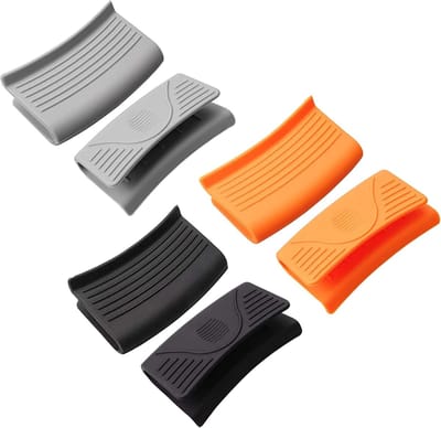 6Pcs Siliconen Hete Handvat Houder, Keuken Dikke Handschoenen Pot Pan Houder Grip Hittebestendige Knijp Pannenlap Assist Handvat Hot Pot Cover, Zwart