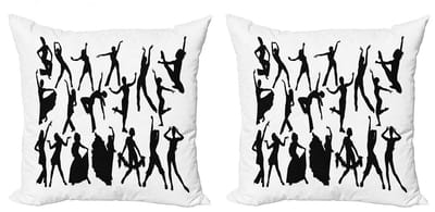 ABAKUHAUS Kussenhoezen Set – Zwart & Wit, 45x45 cm – Dubbelzijdig bedrukt, Rits