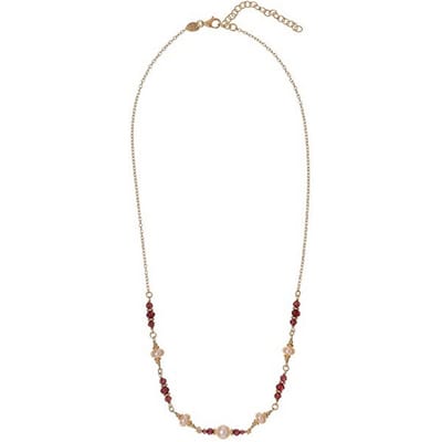 ALISIA AL5179.01.029 GOLD-PLATED KETTING MET RODE GRANAAT EN PARELS 1 STUK