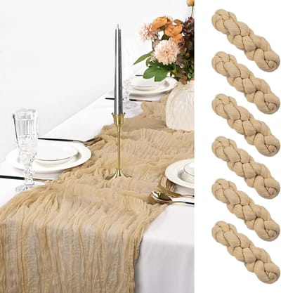 6 Packs Kaasdoek Tafellopers, 10 Voeten Gaas Tafelloper, Pascha Tafeldecoratie, 35,4 x 120 Inch, Rustieke Kaasdoek Tafelloper, Transparante Kaasdoek Stof, Tafelloper voor