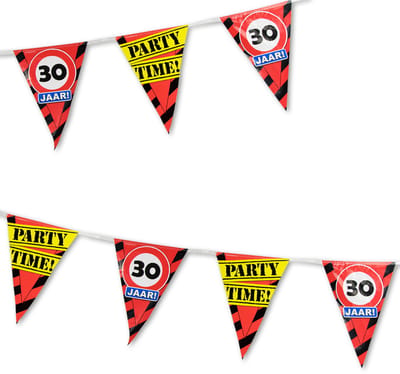 Q2P - Slingers - 30 Jaar - Verjaardag Versiering - Verkeersbord - Vlaggenlijn - Feest Versiering - 10 meter