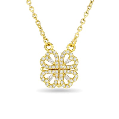 Klavertje vier - Ketting - Ketting Dames - Ketting Hartje - Klavertje Vier Ketting - Ketting met hanger - Cadeau voor Valentijn - Cadeautjes voor vriendin - Goudkleurig RVS