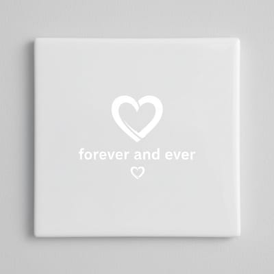 Decoratieve Keramische Tegel “Forever and Ever” met Minimalistisch Hart Design – Romantische Liefde Wanddecoratie – 15 × 15 cm