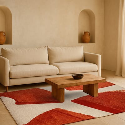 Binnen & Buiten Vloerkleed - 80 x 150 cm - Lola&Moi Corner Bauxite - Laagpolig Tapijt - Gerecycled PET - Made in Belgium - Circulair