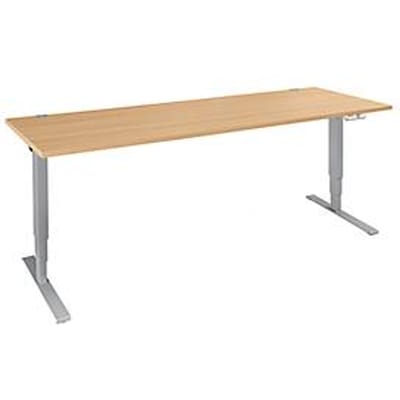 Schäfer Shop Genius bureau AERO FLEX, elektrisch in hoogte verstelbaar, rechthoekig, T-voet, B 2000 x D 800 x H 620-1280 mm, beuken/blank aluminium