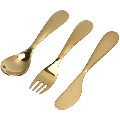 304 Roestvrij Staal Keukentafelgerei Set Kinderen Vork Lepel Mes Gouden Bestekset Goud L beige