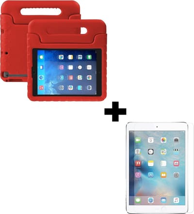 Hoesje - Geschikt voor Apple iPad 2/3/4 (2011/2012) - 9.7 inch - 2e/3e/4e Generatie - Met Screenprotector - Kinderhoes - Shockproof Bumper - Kidsproof Case - Tablethoes - Kinder Hoes Cover - Rood