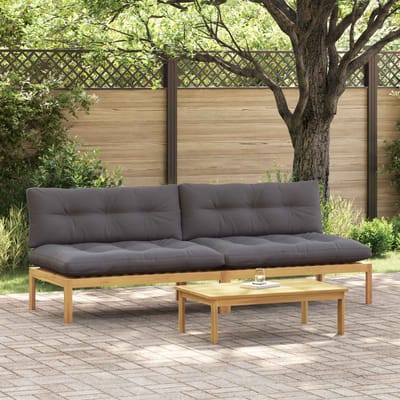 vidaXL - Midden - Sofa - Eenheid - Licht - Acacia - en - Donker - Grijs - Acaciahout