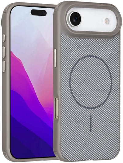 Carbon Fiber Backcover Geschikt voor: iPhone Air – AntiShock Schokbestendig – Krasbestendig – Slank & Stijlvol Ontwerp – Premium Bescherming - Grijs