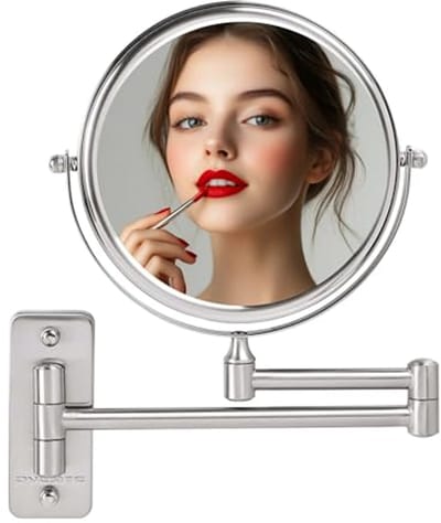 Wandgemonteerde Make-up Spiegel met 1X en 7X Vergroting - Dubbelzijdige Badkamerspiegel met Verlengarm