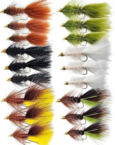 Vliegenvis Assortiment - Streamer Vliegen - Forelvissen - 18 Stuks Verschillende Kleuren - Maten #6 #8 #10 - Multicolor