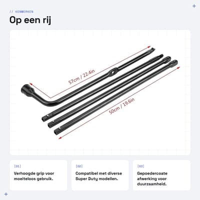 Dailygoods- Reservewielmoersleutel Super Duty - Moersleutelset - Handgreepset - Geschikt voor F-450/F-550 2008-2016 - Inclusief leren beschermhoes - Materiaal: ijzer - Moersleutel