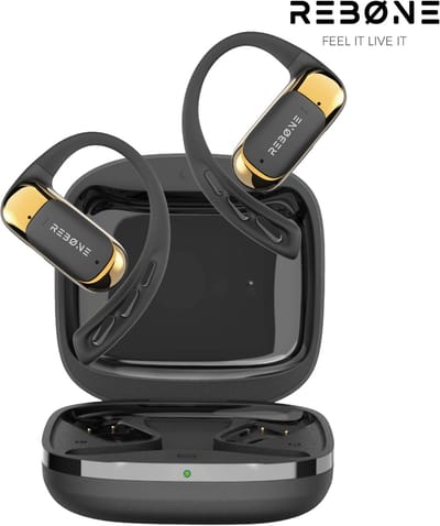 REBØNE® AERO Open Ear Oortjes - Sport Oordopjes - Hardloop Oortjes - Draadloze Koptelefoon - Bluetooth 6.0 - 30 uur batterij - USB C - IPX5 Waterdicht - Goud