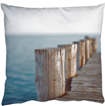 Sierkussens - Kussentjes Woonkamer - 50x50 cm - Houten steiger - Helderblauwe lucht