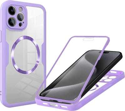 Hoesje geschikt voor Apple iPhone 16 Pro Max - Techsuit ColorVerse 360 Case met Screenprotector - Geschikt voor MagSafe - Paars