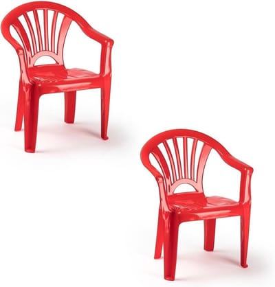 Plasticforte Stoeltjes voor kinderen - 2x - rood - 50 cm - voor binnen en buiten - kunststof