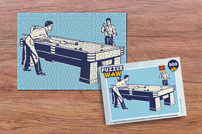 Puzzel Een illustratie van een biljarttafel voor een blauwe achtergrond - Legpuzzel - Puzzel 500 stukjes