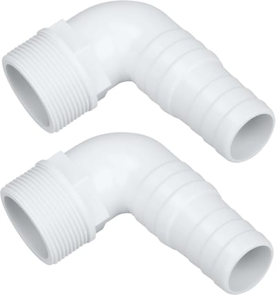 1/2 inch (ongeveer 3,8 cm) zwembadslangadapter geschikt voor bovengrondse zwembadpompen, filters, separatoren, 90 graden zwembadslangadapter, geschikt voor Hayward SPX1105Z3, SPX1105Z4, SPX1091Z7 H. 2 adapters
