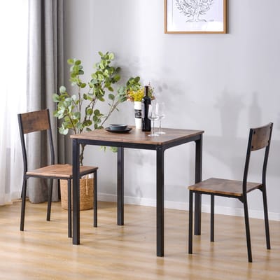Gutent Eettafel en stoelen set met 2 stoelen, Industriële stijl, Vintage Bruin