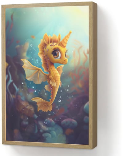 Nachtlampje 40x60 cm - Kinder lamp - Zeepaardje - Onderwater - Zeedieren - Oceaan - Tafellamp kinderkamer draadloos - Slaapkamer lampje - Bedlamp kinderen - Kinderlampje - Wandlamp babykamer - Nachtlampjes