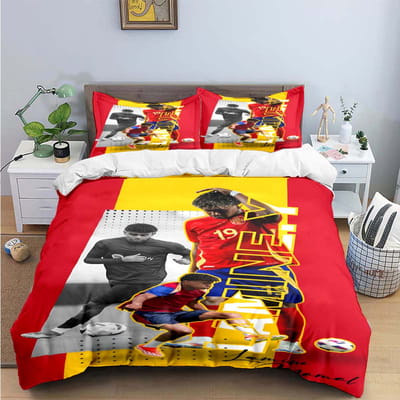 Spanje Voetbal Cenozoïsche Ster L-Lamine Y-Yamal Beddengoed Sets Bedbenodigdheden Set Dekbedovertrek Beddekbed Set Beddengoed Set Cadeau AU Queen(210*210cm)3pcs