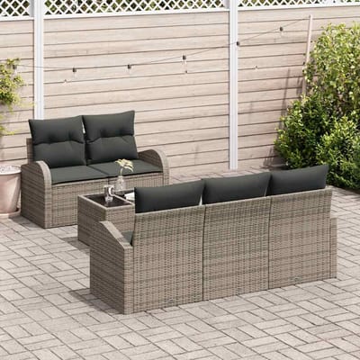 vidaXL - Tuinbank - Set - 6 - st - Grijs - poly - rattan