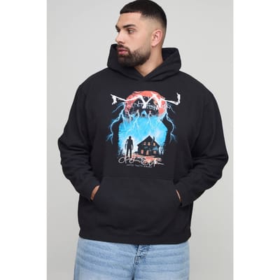 Plus Oversized Gothic OFCL TOUR Heren Vintage Wash Print Hoodie | Black | Size 2XL