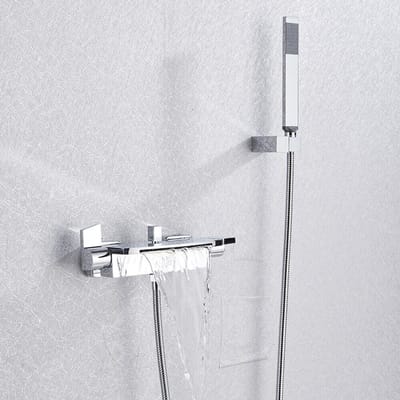 Badkraan met handdouche, watervalkraan, badkuip, wandmontage, badkraan Chroom