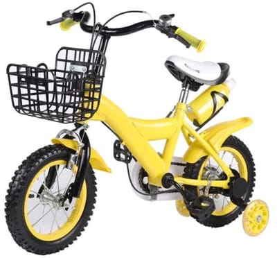 Kinderfiets 12 inch met steunwielen en opbergmand voor jongens en meisjes