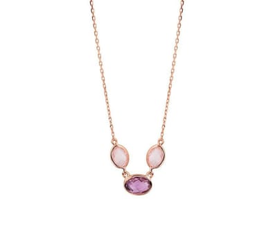 Zilver Rosé Verguld Collier amethyst+roze kw 0 2401031