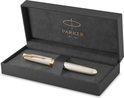 Parker Sonnet vulpen | Silver Mistral | fijne penpunt met zwarte inkt navulling | geschenkdoos