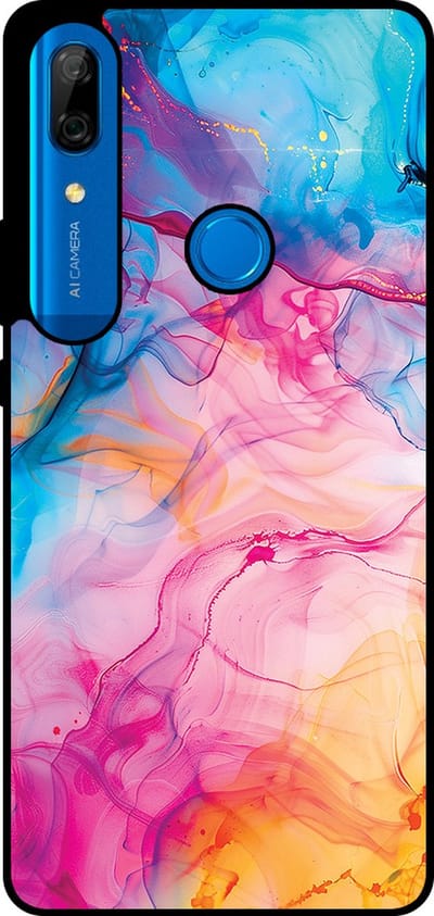 Smartphonica Telefoonhoesje Geschikt voor Huawei P Smart Z / Y9 Prime (2019) met Regenboog Acryl Marmer Opdruk - TPU Backcover Case Rainbow Acrylic Marble Design geschikt voor Huawei P Smart Z;Huawei Y9 Prime (2019)