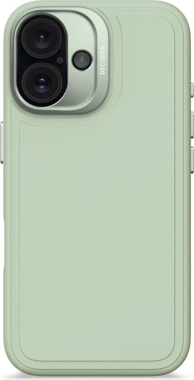 DECODED Siliconen Stacks Hoesje Geschikt voor iPhone 16 - Premium Soft-Touch Materiaal - Antibacteriële Coating - Geschikt voor MagSafe - Mist Groen