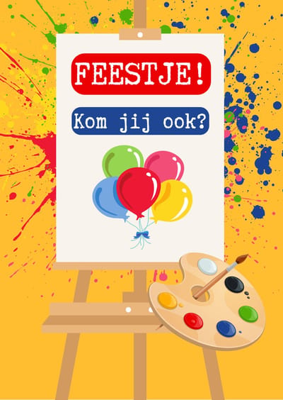 Lise Schrijft | Uitnodiging Kinderfeestje | Duurzaam | Jongen | Meisje | 15 ECO-kaarten | Schilderij | Verf | Schilderen | Knutselen | met leuke SLUITSTICKER | inclusief witte ENVELOP | | FSC Mix credit, EU Ecolabel, ECF gecertificeerd